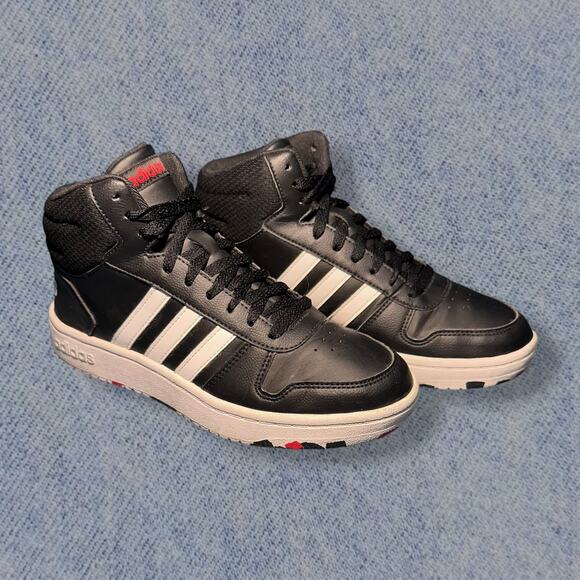 Adidas Hoops 2.0 Mid Men’s Black, White & Red Camo Sneakers - Size 7 - Picture 1 of 6